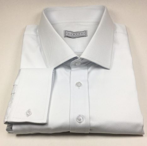 Camisa Sob Medida 100% Algodão Diagonal Branca Com Punho Reversível - Foto 1