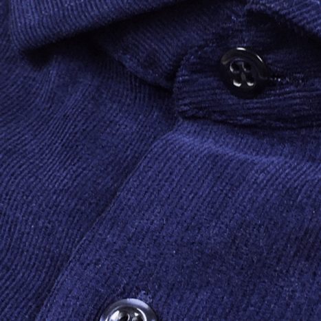 Camisa sob medida em veludo cotelê 100% algodão azul escuro - Foto 1